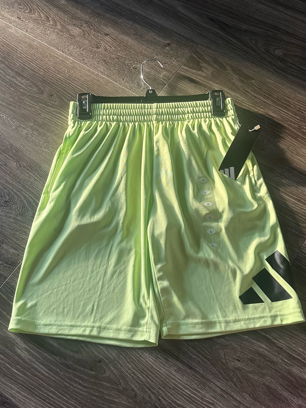 NWT Boys adidas Neon Lime Athletic Shorts with Black Logo